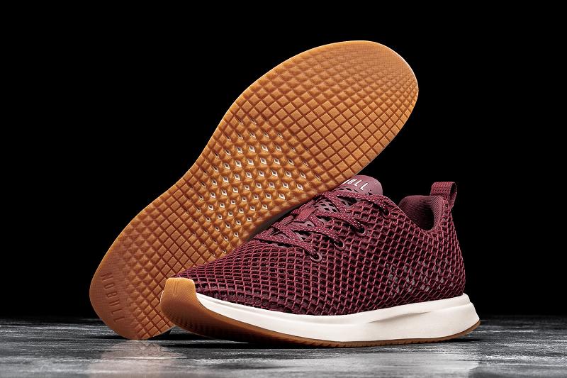 Burgundy Nobull Crimson Ivory Mesh Runner Men's Running Shoes | CA T1033C